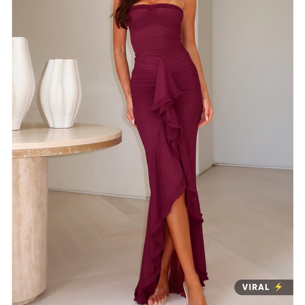 Strapless Maxi  Burgundy Dress NWT